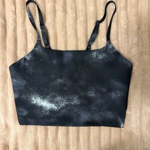 Nike Black Metallic Shine Cropped Camisole Tank Top Sports Bra